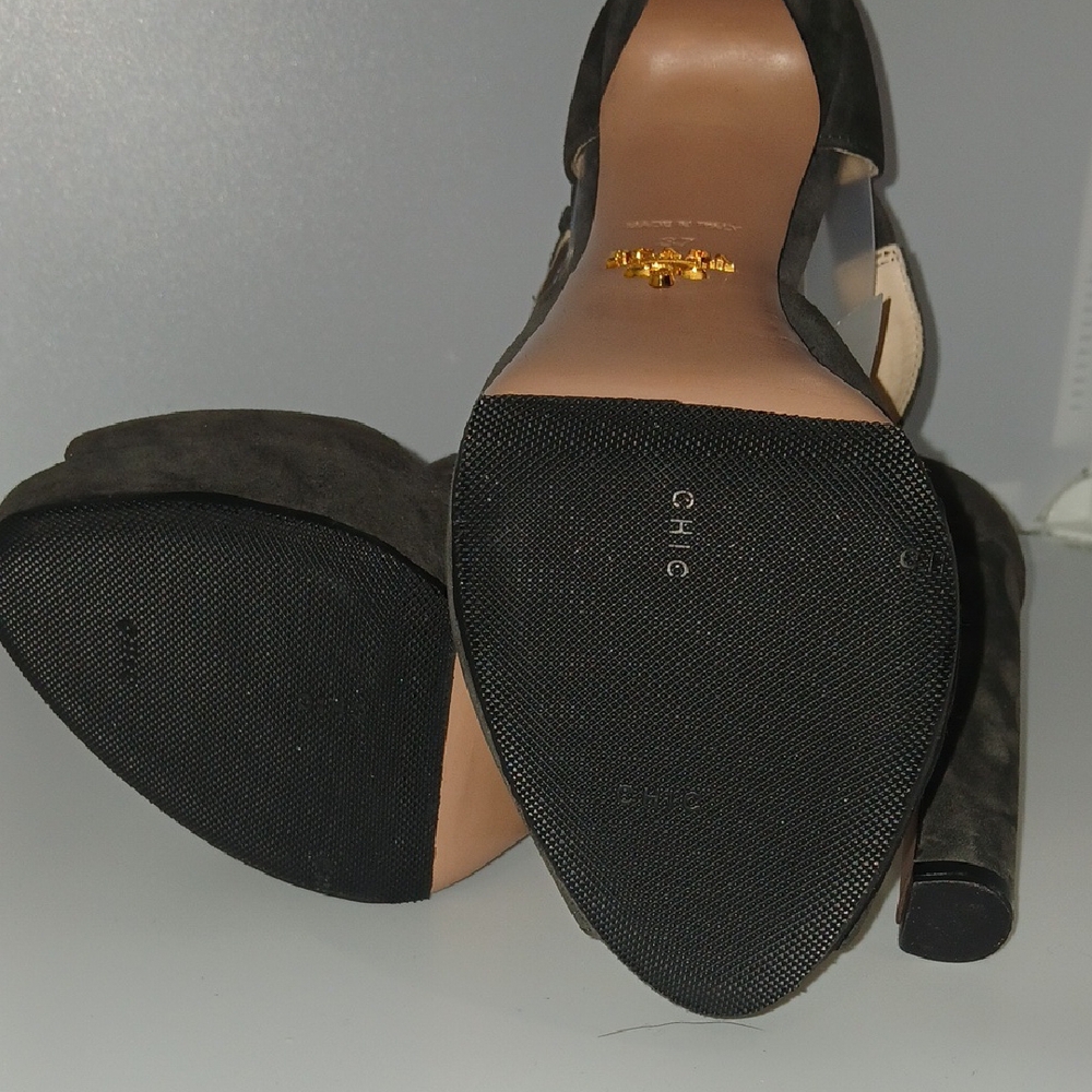 Prada Black Suede Peep-Toe Heels - Picture 5 of 5